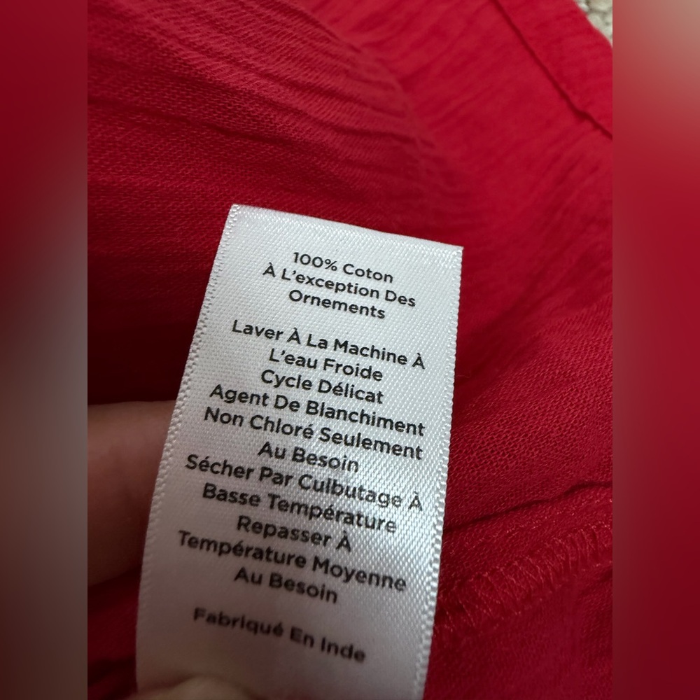 Talbots CRINKLE GAUZE EMBROIDERED POPOVER Red size M - Picture 11 of 11